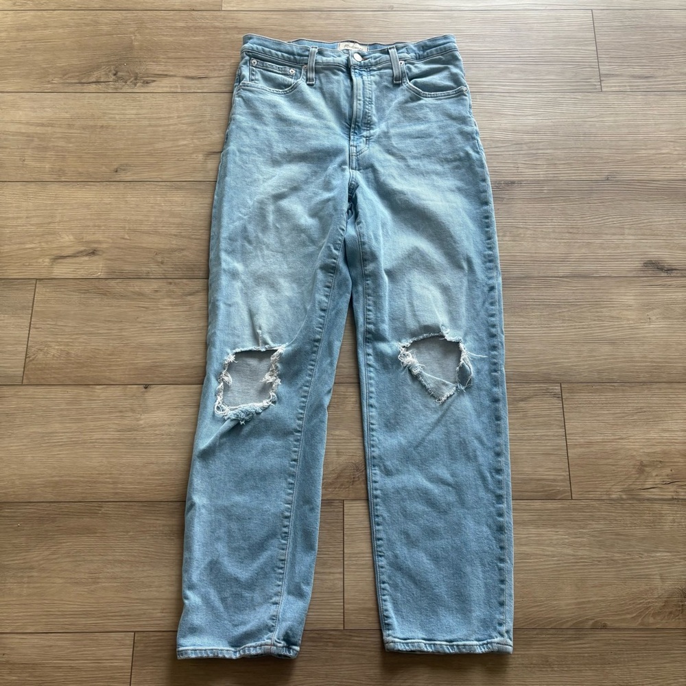 Madewell The Perfect Vintage‎ Straight Jeans Women 30 Blue High Rise Distressed